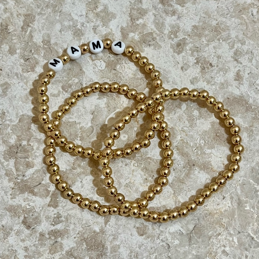 NEW! Gold Beaded Bracelets - Mama Bead Set